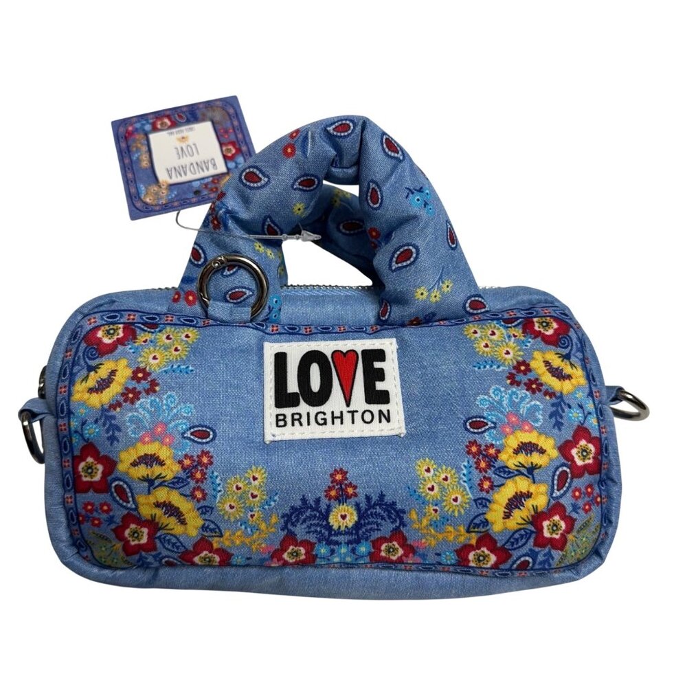 Brighton Bandana Love Blue Floral Small Crossbody Bag NEW NWT Fabric Lightweight
